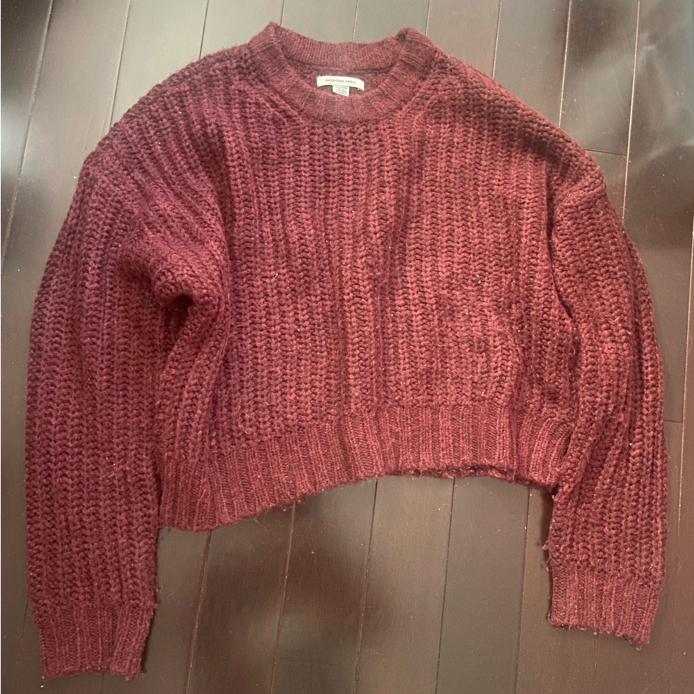 American Eagle Burgundy Crew Neck Sweater XS